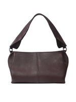 Virella chocolate brown handbag rear view with centre seam