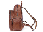 Brown Genuine Leather Sport Backpack – Embroidered Multi Pocket Travel Bag - Cabrini - Elegance Perfected