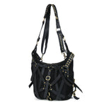 Cabrini Rebel Harness Tote – Black Suede & Full Grain Leather - Cabrini - Elegance Perfected