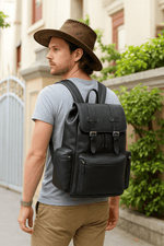 Classic Black Leather Backpack – Full Grain Edition - Cabrini - Elegance Perfected