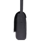 Classic Black Leather Crossbody Sling Bag with Flap Closure - Cabrini - Elegance Perfected