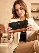 Elegant Leather Ladies Clutch – Compact Handheld Purse - Cabrini - Elegance Perfected