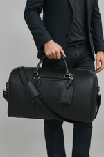 Full Grain Leather Overnight Combo – Raven Black - Cabrini - Elegance Perfected