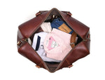 Full Grain Leather Weekender Combo – Pecan Brown - Cabrini - Elegance Perfected