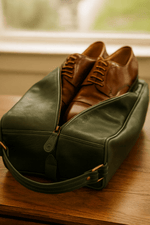 Handcrafted luxury leather shoe bag for stylish travel protection