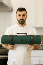 Malaga Canvas Knife Roll – Pine Green | Tool Roll - Up for Chefs - Cabrini - Elegance Perfected