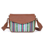 Mexico Saddle Crossbody – Tan Jacquard & Leather Blend - Cabrini - Elegance Perfected