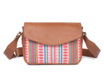 Mexico Saddle Crossbody – Tan Jacquard & Leather Blend - Cabrini - Elegance Perfected