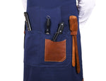 Turin Waxed Canvas Apron - Navy Blue - Cabrini - Elegance Perfected