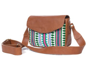 Mexico Saddle Crossbody – Tan Jacquard & Leather Blend