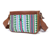 Mexico Saddle Crossbody – Tan Jacquard & Leather Blend