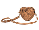 Cabrini Heart-Shaped Leather Crossbody Bag – Brown with Floral Lining