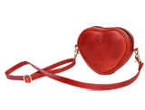Cabrini Heart-Shaped Leather Crossbody Bag – Brown with Floral Lining