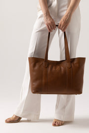 Classic Brown Tote Bag with Metal Bit Detail – Elegant Everyday Carry