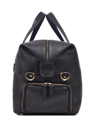 ELORA – Premium Black Leather Travel Duffle Bag