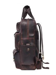 Premium Vintage Leather Backpack – Multi-Pocket Travel & Laptop Backpack