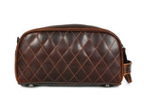 Quilted Leather Toiletry Bag – Brown