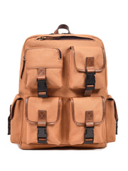 Premium Canvas & Leather Backpack – Multi-Compartment Travel & Laptop Backpack