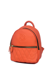 Chic Coral Quilted Leather Women's Backpack – Elegant, Stylish & Compact