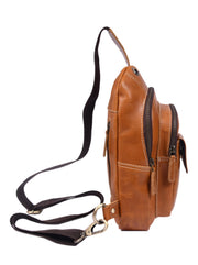 The Trailcraft Sling Pack – Vintage Tan Leather Crossbody Backpack