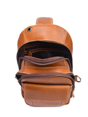 The Trailcraft Sling Pack – Vintage Tan Leather Crossbody Backpack