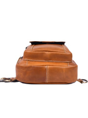 The Trailcraft Sling Pack – Vintage Tan Leather Crossbody Backpack
