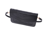 Luxe Noir Quilted Leather Shoulder Clutch