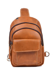 The Trailcraft Sling Pack – Vintage Tan Leather Crossbody Backpack