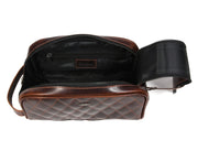 Quilted Leather Toiletry Bag – Brown