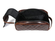 Quilted Leather Toiletry Bag – Brown