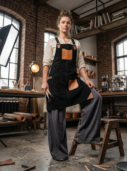Serena Suede Apron – Raven Black
