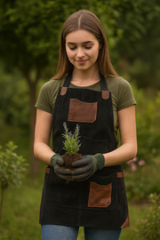 Serena Suede Apron – Raven Black
