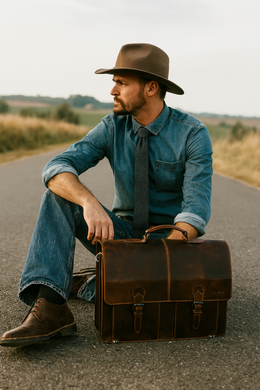 Vintage Leather Messenger Bag – Handcrafted Travel Organizer