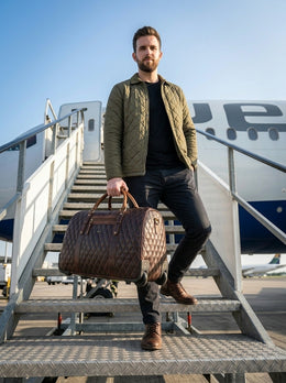 CABRINI Grand Voyager – Quilted Leather 2-Wheel Travel Trolley