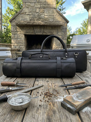 Tuscania Chef Knife Roll & Carry Bag – Raven Black (Top Grain Leather)
