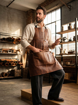 Full Grain Leather Workshop Apron – Heavy-Duty Protection