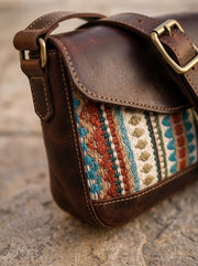 Mexico Saddle Crossbody – Dark Brown Jacquard Edition