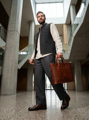 Cabrini Marlow Leather Tote Briefcase – Tan Laptop & Office Bag