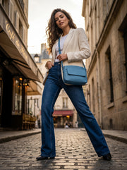 Blue Haze Handbag – Artisanal Top Grain Leather Elegance