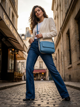 Blue Haze Handbag – Artisanal Top Grain Leather Elegance