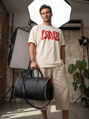 Modern Black Leather Duffel – Weekend Travel Essential