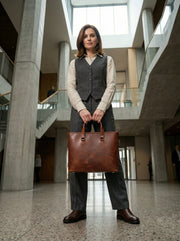 Cabrini Marlow Leather Tote Briefcase – Tan Laptop & Office Bag