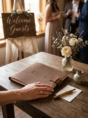 Handcrafted Leather Guest Registry Book