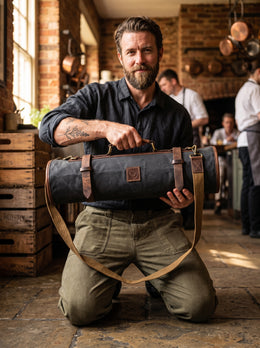 Malaga Canvas Knife Roll - Distressed Grey