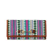 Dakota Jacquard Wallet – Tan Leather Trim