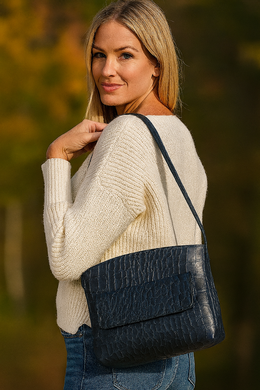 CrocChic Leather Handbag – Textured Top Grain Elegance