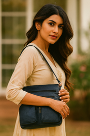 CABRINI Versa – Structured Black Multi-Pocket Shoulder Bag