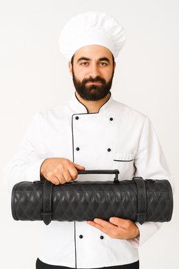 Arctic Blade Quilted Leather Knife Roll -Black