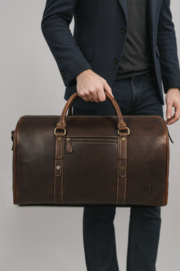 Full Grain Leather Weekender Bag – Walnut Brown