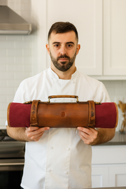 Marchena Canvas Knife Roll – Raspberry | Bold 8-Slot Wrap